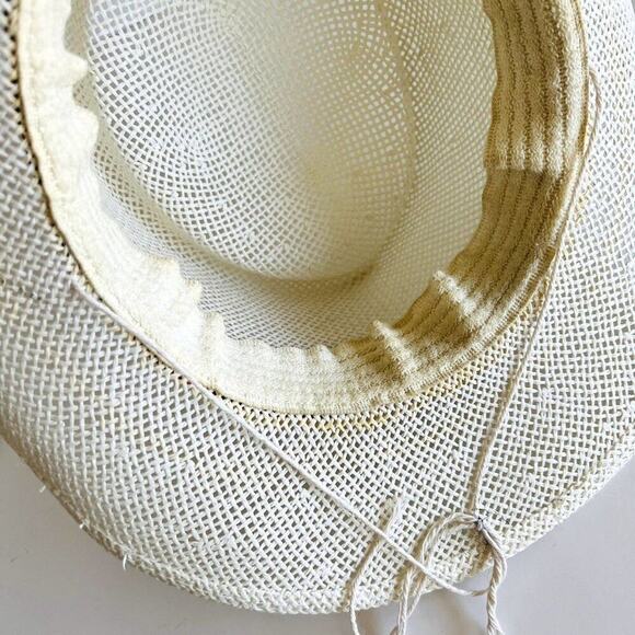USA Vintage 90s Woven Sun Hat With Metal Golden Spiked Band Hat Size Small - Picture 10 of 14